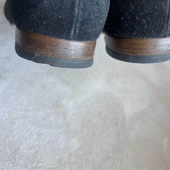 Prada Black Suede Cream White Stitching Loafer Flat Women EU 38 US 7.5-8 Classic - Picture 11 of 15